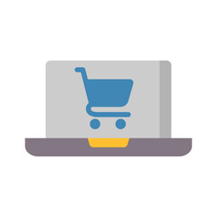 Online Shopping flat icon for eshop, commerce and shopping, ecommerce, digital, computer logo
