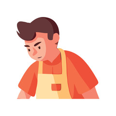 Cheerful mechanic holding wrench on farm background.