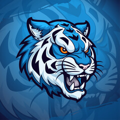 Modern Blue Tiger Mascot Logo Design Vector for Esport and Sport Team