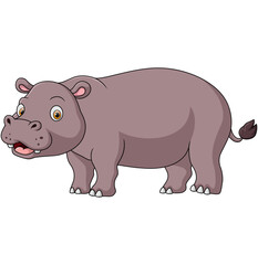 Cute hippo cartoon on white background