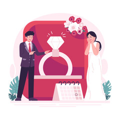 Man proposes to his girlfriend illustration