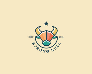 Strong line bull with colorful logo