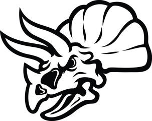 Illustration of Aggressive Triceratops Dinosaur Skull © DKG1111