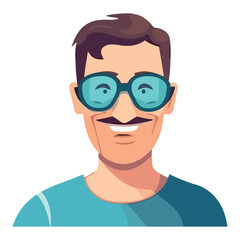 cartoon man in sunglasses, happiness