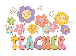 Thank you card with flowers, teacher quote with flowers vector