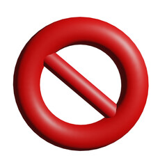 3d Realistic Red prohibited sign icon illustration.