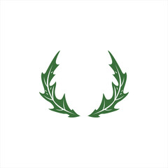 Herbal Thistle Leaves Logo Vector. Scottish Flower Template	