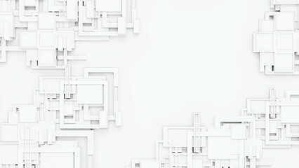 3d illustration of Futuristic frame artistic geometric design drawing or draft style black and white architecture and modern tech background banner and wallpaper.3d render.