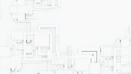 3d illustration of Futuristic frame artistic geometric design drawing or draft style black and white architecture and modern tech background banner and wallpaper.3d render. © Alleachday