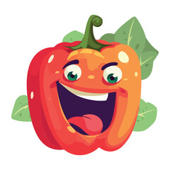 Smiling eating ripe pepper cartoon