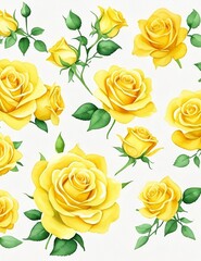 seamless pattern with yellow roses. Generative AI illusstration