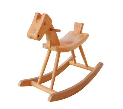 Wooden rocking horse toy for kids to ride isolated on transparent background