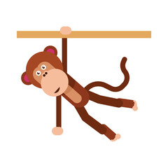 Monkey on a seesaw flat icon isolated on white background.