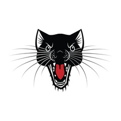 Black cat head isolated on white background. Vector illustration for your design