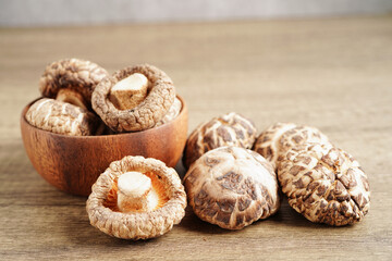 Lingzhi or Reishi mushroom with capsules, organic natural healthy food.