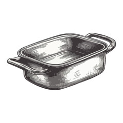 Shiny plastic container holds casserole