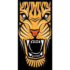 Fototapeta premium Tiger head with a big grin. Vector illustration on white background.