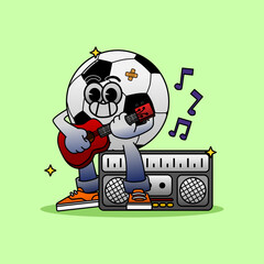 A ball playing guitar sitting on the radio illustration vector. Illustration of a ball playing guittar and sitting on the radio.