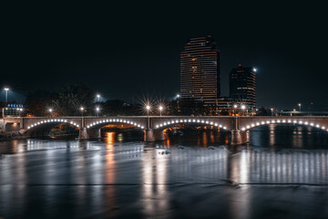 A bridge across Grand River in downtown Grand Rapids, Michigan. 
