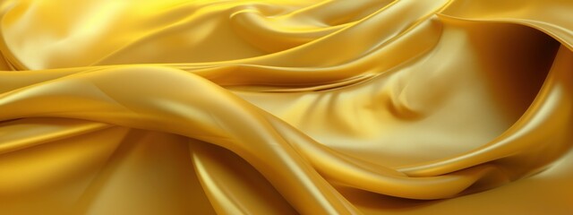 Golden fabric gracefully billowing, abstract fashion backdrop. Generative AI