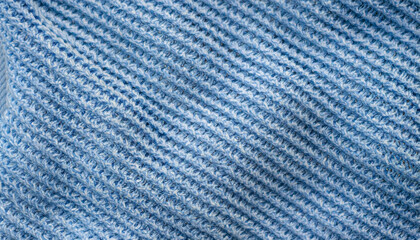 Soft knitted blue sweater texture closeup. Light blue abstract background, wallpaper, Trendy soft mustard-colored backdrop for web design, Luxury twisted fabric backplate