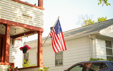 US flag, symbolizing patriotism and freedom, flies proudly on July 4th, Memorial Day, and other...