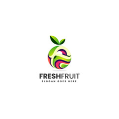 Vector Logo Illustration Fresh Fruit Gradient Colorful Style.