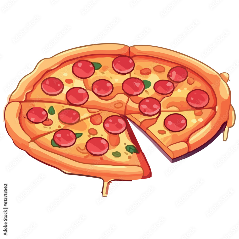 Sticker Pepperoni pizza slice, fresh and delicious meal