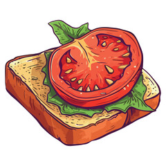 Fresh vegetarian meal tomato and mozzarella sandwich.