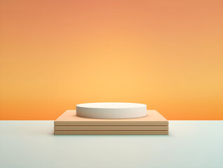 empty square and rounded podium 3d design with summer theme background.