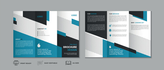 Professional clean modern and corporate various colorful unique trifold brochure template, three fold cover page, three fold presentation, bifold brochure layout design with mockup