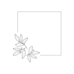 Square Floral Aesthetic Frame. Elements of decoration and design.