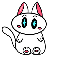 cat, kitten, cute, vector, fur, pet, smile, adorable, feline, funny, cartoon, happy, illustration, isolated, animal, character, design, clipart, doodle, draw, fuzzy, greeting, outline, pose, relax, 