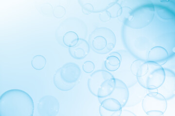 Beautiful Transparent Blue Soap Bubbles Floating in The Air. Abstract Background. Celebration Festive Backdrop. Freshness Soap Suds Bubbles Water	
