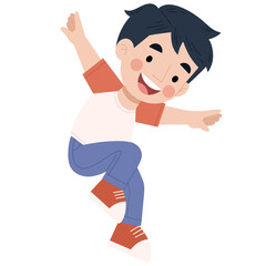 Illustration of little boy jumping