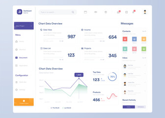 Infographic dashboard. UI design with graphs, charts and diagrams. Web interface template for business presentation.