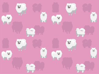 Dog Pomeranian White Coat Cute Cartoon Seamless Wallpaper Background