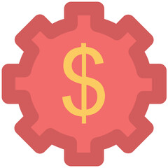 Flat rounded icon of dollar gear 