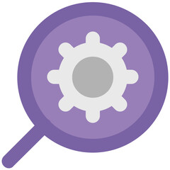 Magnifier and cog, icon of search settings 