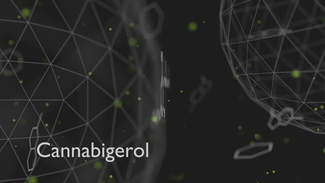 Cannabigerol or CBG molecular structural chemical formula. Futuristic science backdrop. Pharmacology concept