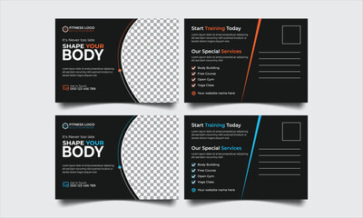 Health Care Postcard Template Design, gym postcard, corporate design