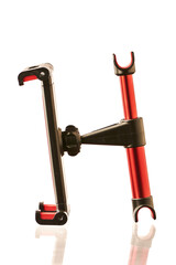 tablet holder on the back of the car seat on a white insulated background