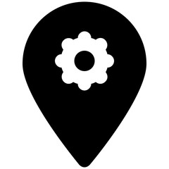 Navigation pin and cog, icon of location setting 