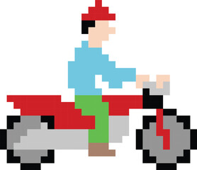 man on bike pixel art vector