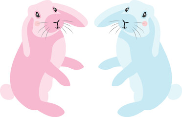 two bunnies vector image or clipart