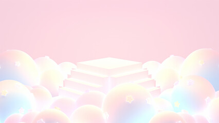 3d rendered pastel stairs in the clouds.