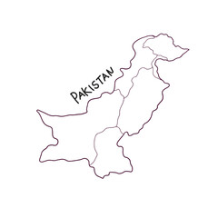 hand drawn doodle map of Pakistan