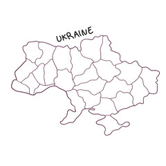 hand drawn doodle map of Ukraine