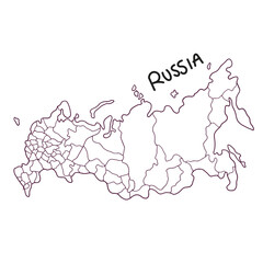 hand drawn doodle map of Russia