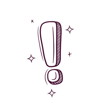 Hand Drawn Exclamation Mark. Doodle Vector Sketch Illustration